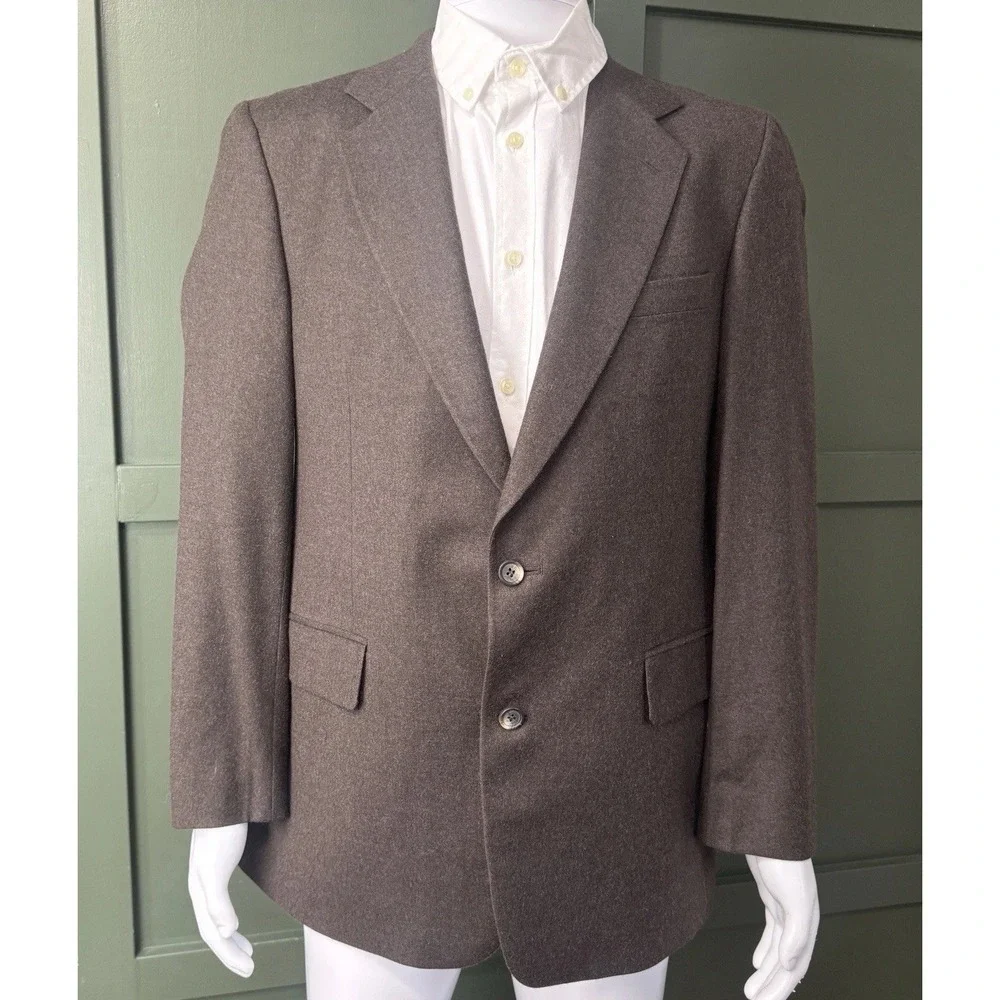VTG 2-Piece Brown 100% Wool Suit Peaky Blinders Size 41 Blazer / 35x29 Tweed 60s
